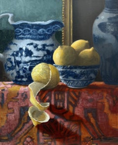 Stillleben in Delft von Ginny Williams Stillleben Ölgemälde mit Zitronen, Vase