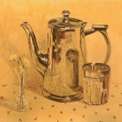 Still Life in Yellow by Ginny Williams Framed Tea Kettle Still Life Oil on Board