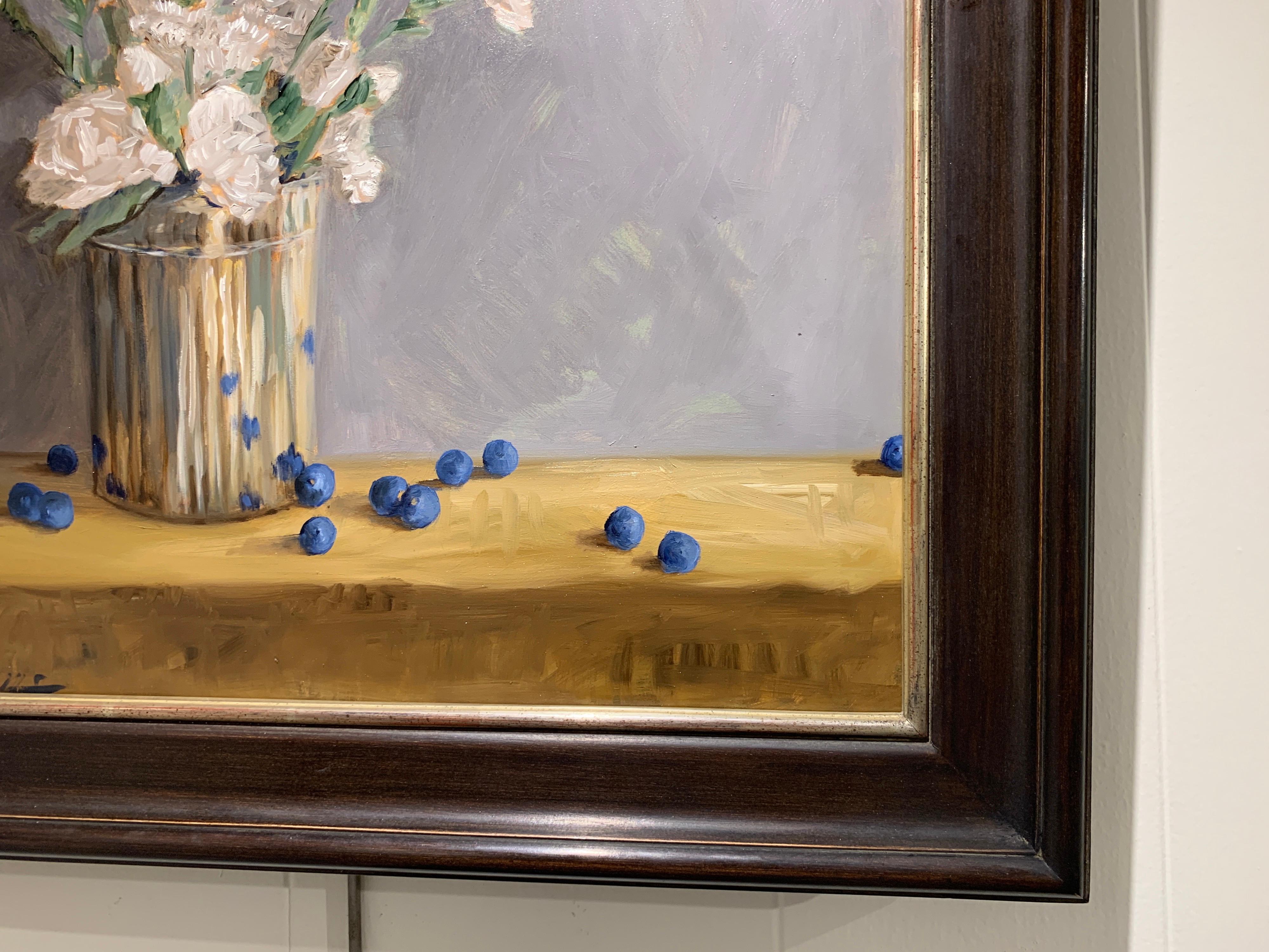 Still Life with Carnations and Blueberries by Ginny Williams, Framed Realist Art 2