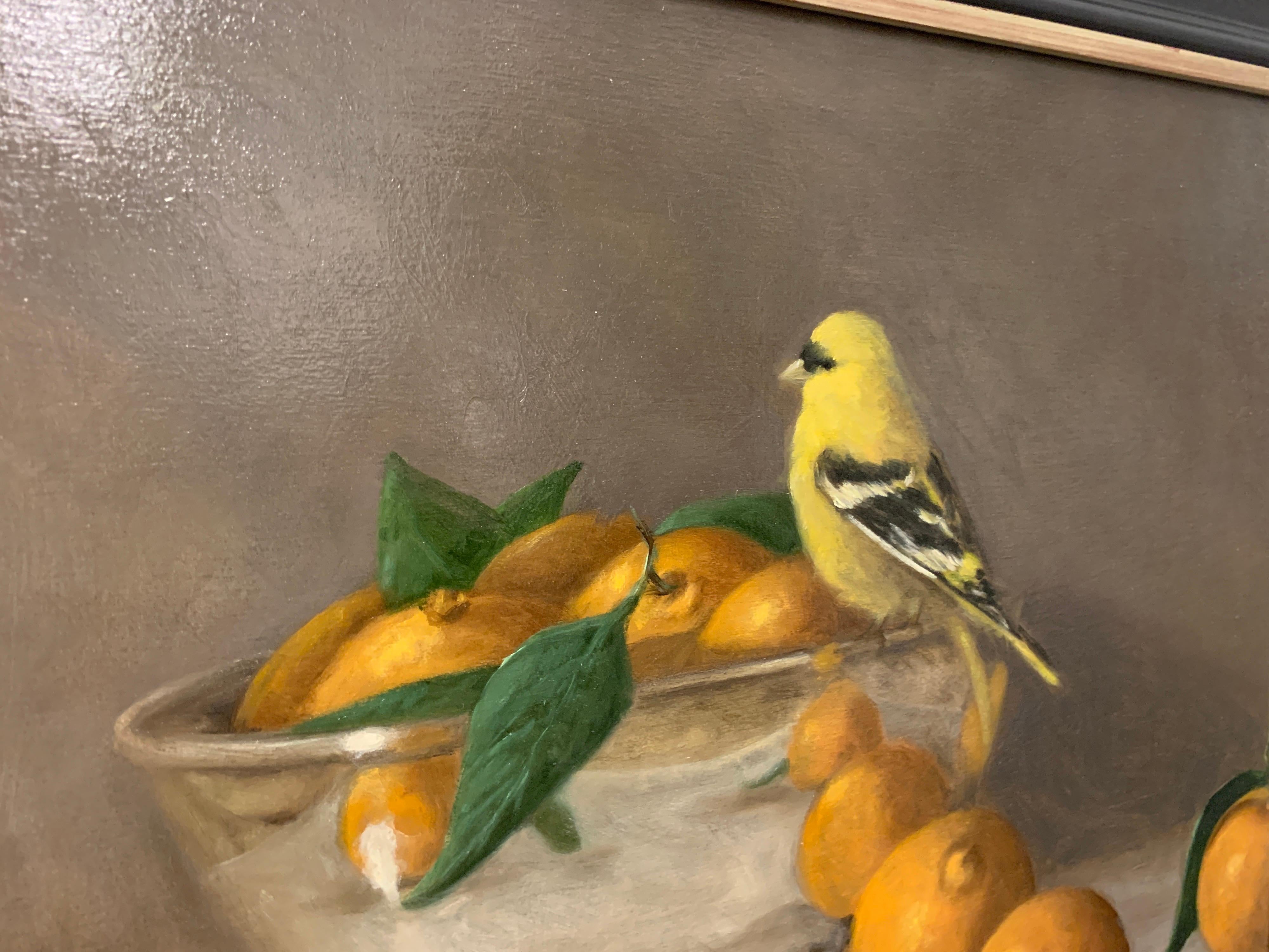 Still Life with Oranges and Yellow Finch by Ginny Williams Framed Still Life 3