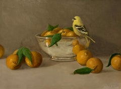 Still Life with Oranges and Yellow Finch by Ginny Williams Framed Still Life