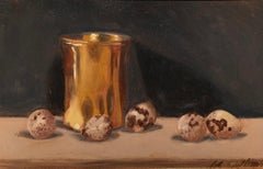 Still Life with Quail Eggs by Ginny Williams, Framed Realist Still-Life Painting