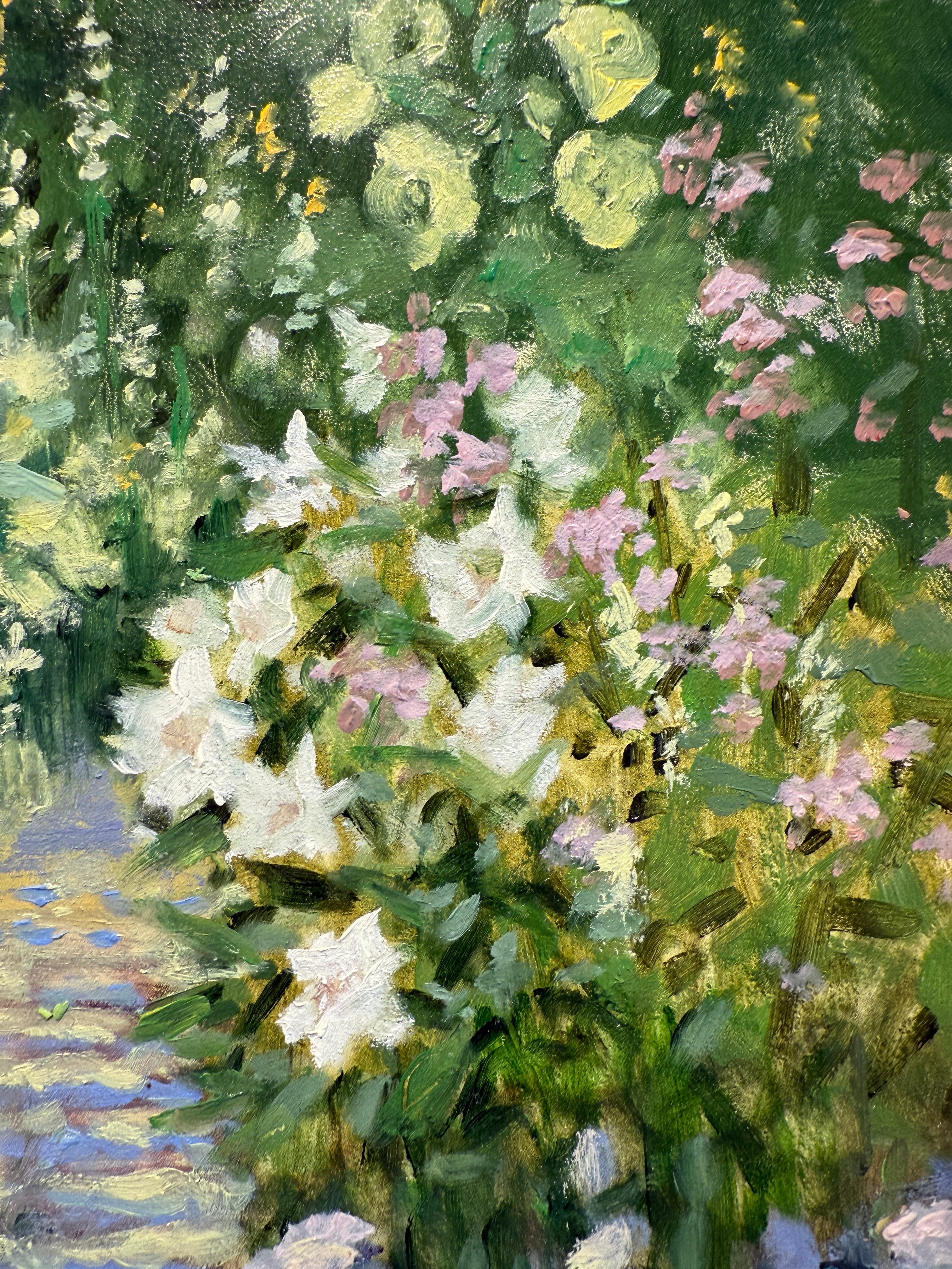 La luz del sol a través de la valla - Still-Life Painting Beige de Ginny Williams