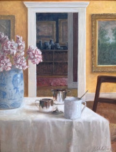 Gerahmtes Stillleben „The Breakfast Room“ von Ginny Williams, Öl auf Leinwand, Silber