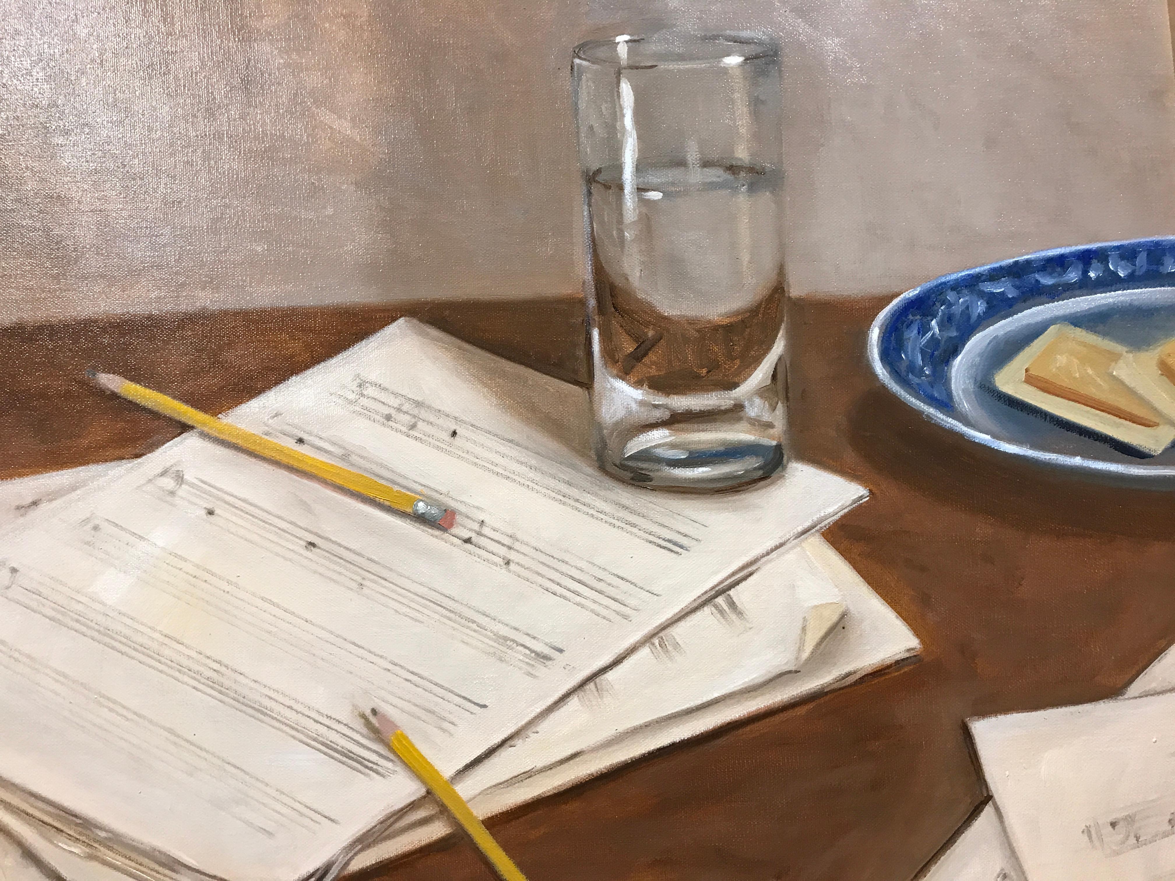The Composer by Ginny Williams, Small Framed Oil on Linen Realist Painting 1