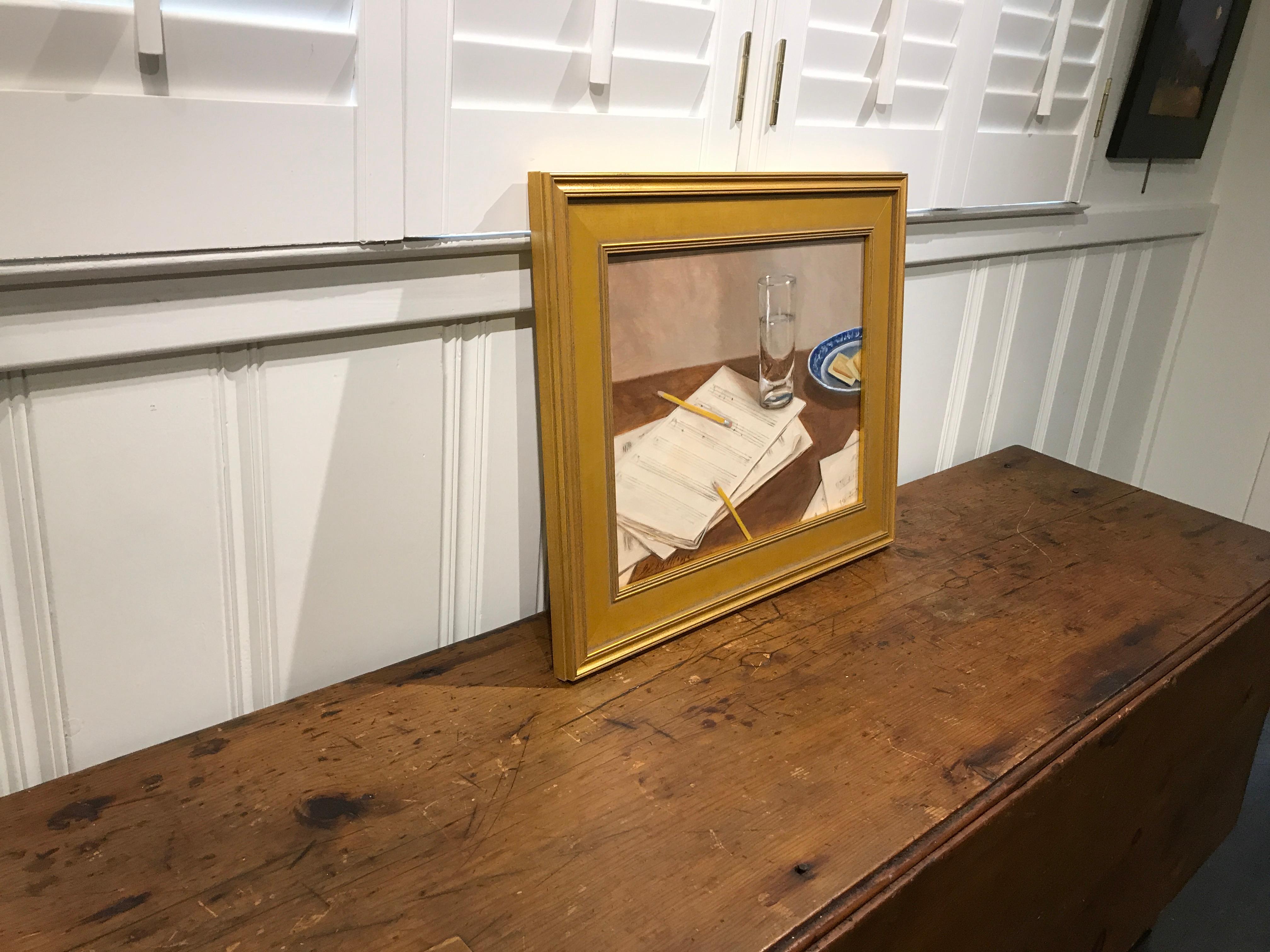 The Composer by Ginny Williams, Small Framed Oil on Linen Realist Painting 3