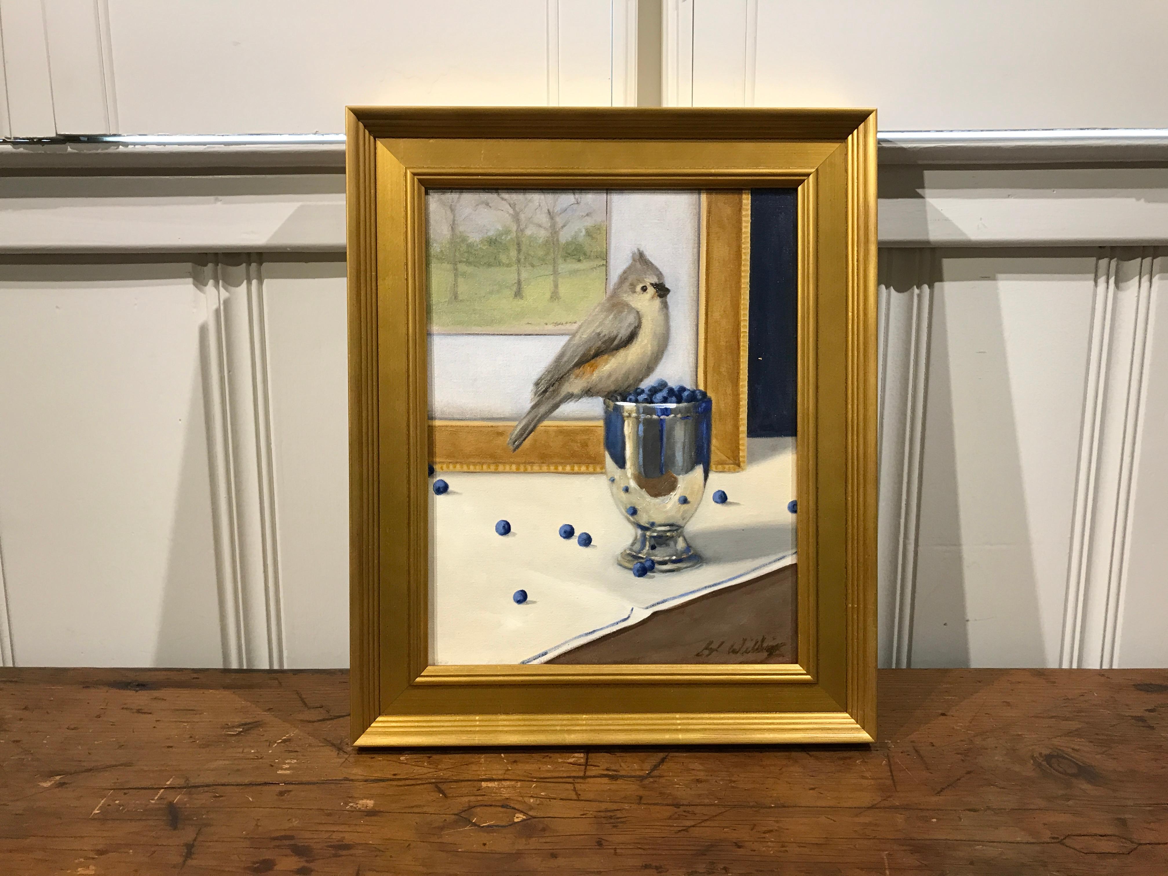 The Intruder by Ginny Williams, Small Framed Realist Oil on Linen Bird Painting 2