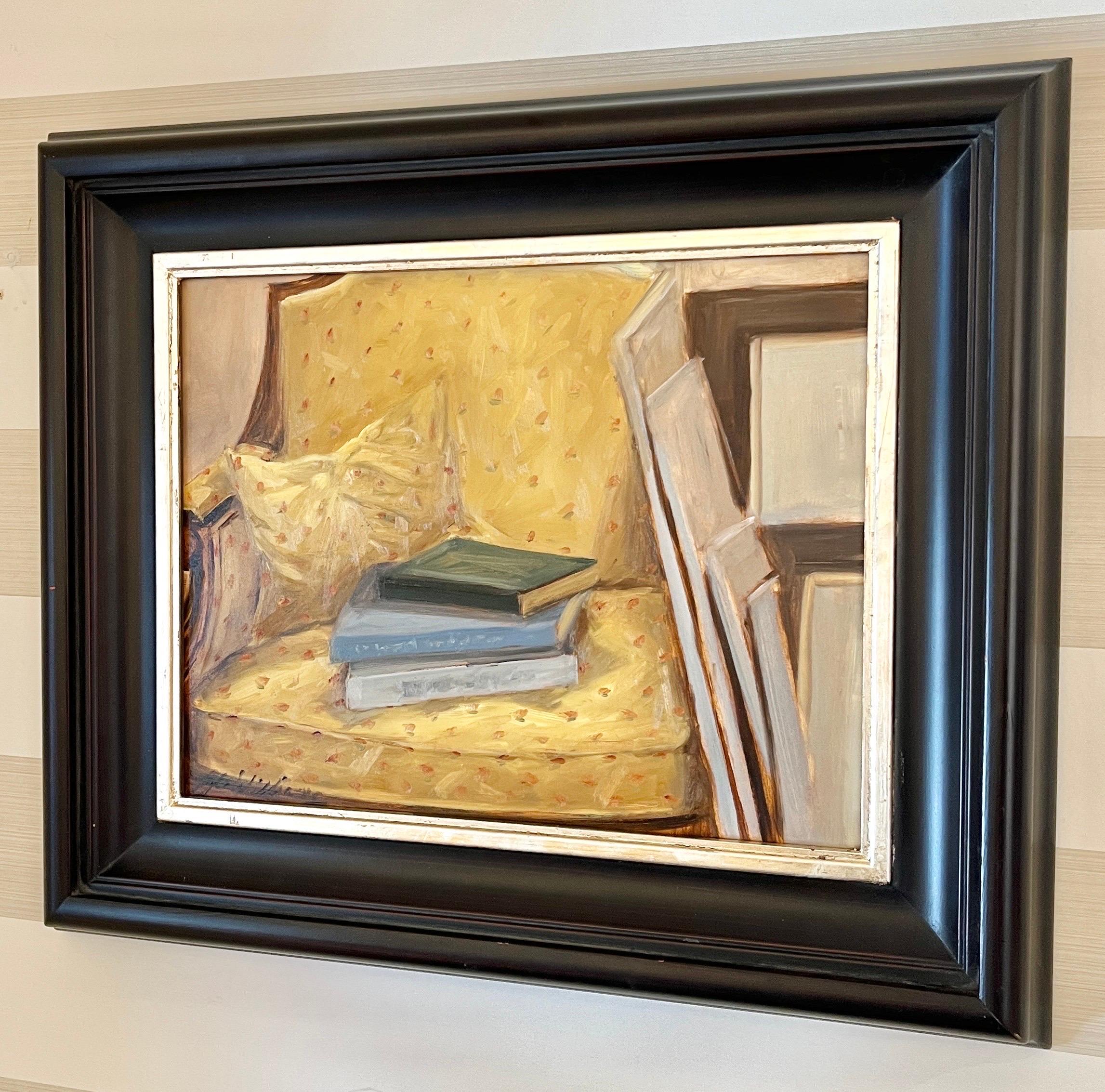  An original oil painting by GC Williams. This piece shows the artist's beloved studio chair, with books piled on it and canvases leaning against it.

Williams has a degree in art history which gave her an understanding of, and appreciation for, not
