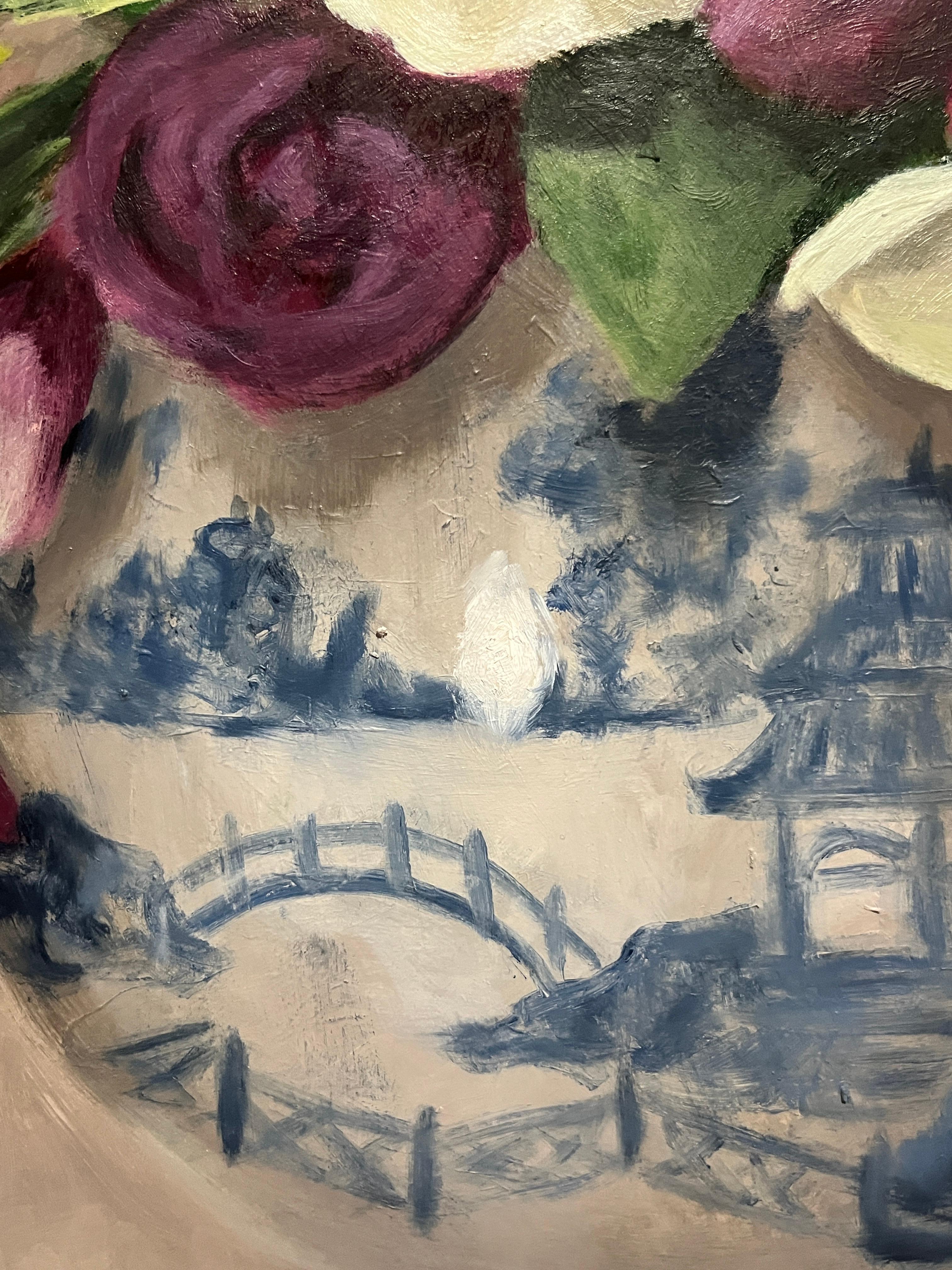 Esta obra es un óleo original sobre panel de lino. Presenta un cuenco de porcelana azul y blanca que sostiene un ramo de Heléboros. En el lenguaje victoriano de las flores, los eléboros simbolizaban la nueva vida, el amanecer y el comienzo de la