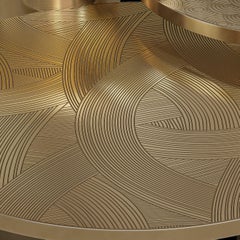 Hand-engraved brass side table – Ø 40 cm x H 60 cm – aged gold finish