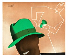 Original Batam Hats Cervo Italia vintage men's fashion poster