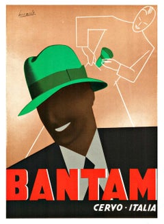 Original Batam Hats Cervo Italia Vintage Herrenmode-Poster, Batam