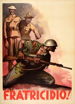 Original Vintage Poster Fratricidio Fratricide WWII Fascist War Propaganda Italy