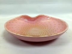 Gino Cenedese 1950 Murano Glass Pink Bowl Gold Bulicanti