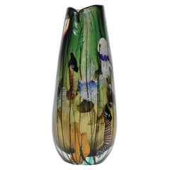 Gino Cenedese 1950 Murano Glass Vase Multicolor Marine Motives