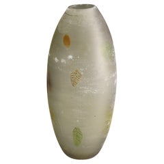 Vase en verre "a Scavo" de Gino Cenedese avec feuilles d'automne