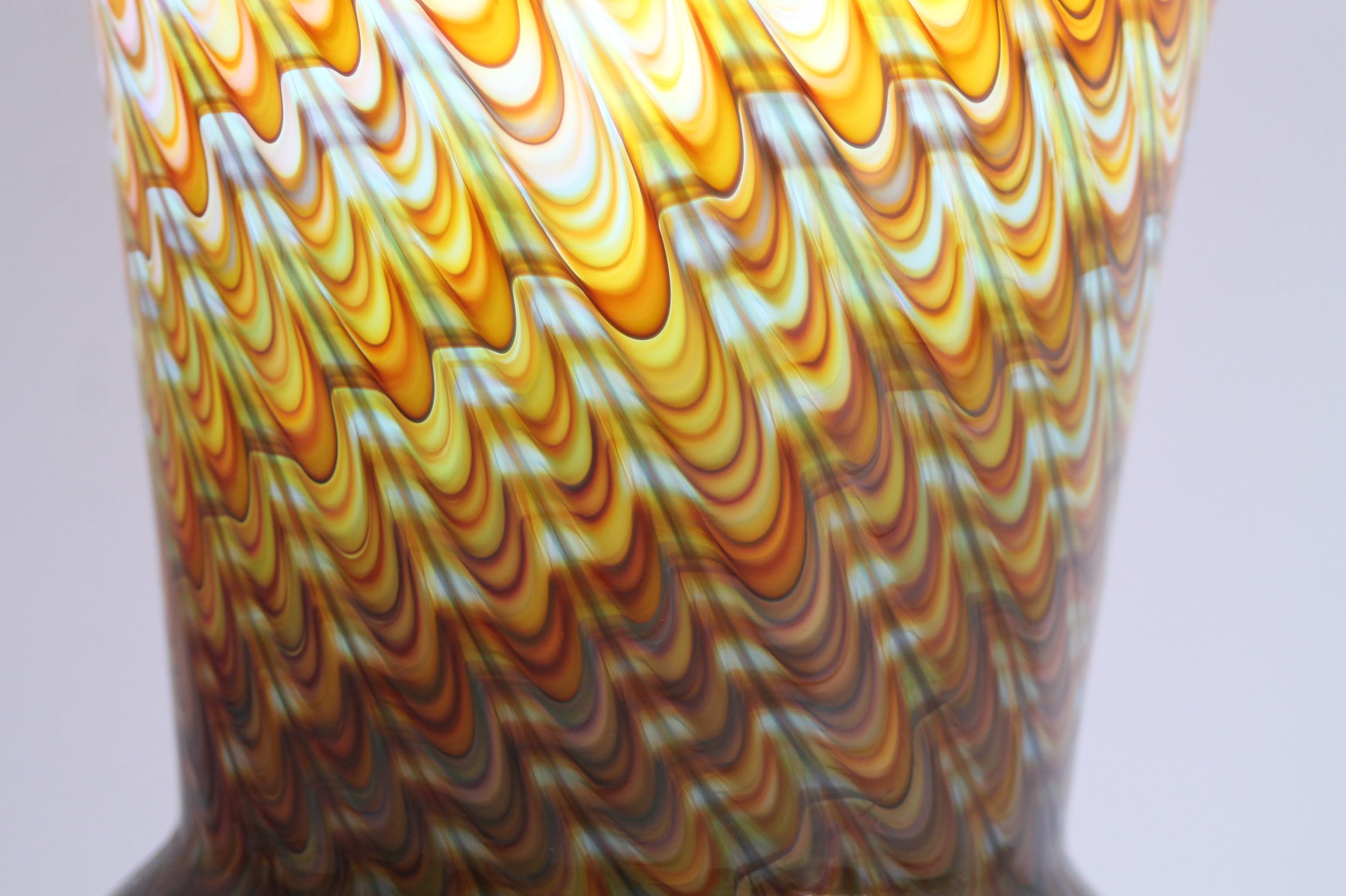 Gino CENEDESE /// Vase en verre de Murano « Paon » rare (30h x 16d cm) Étonnant, NOS ! en vente 3