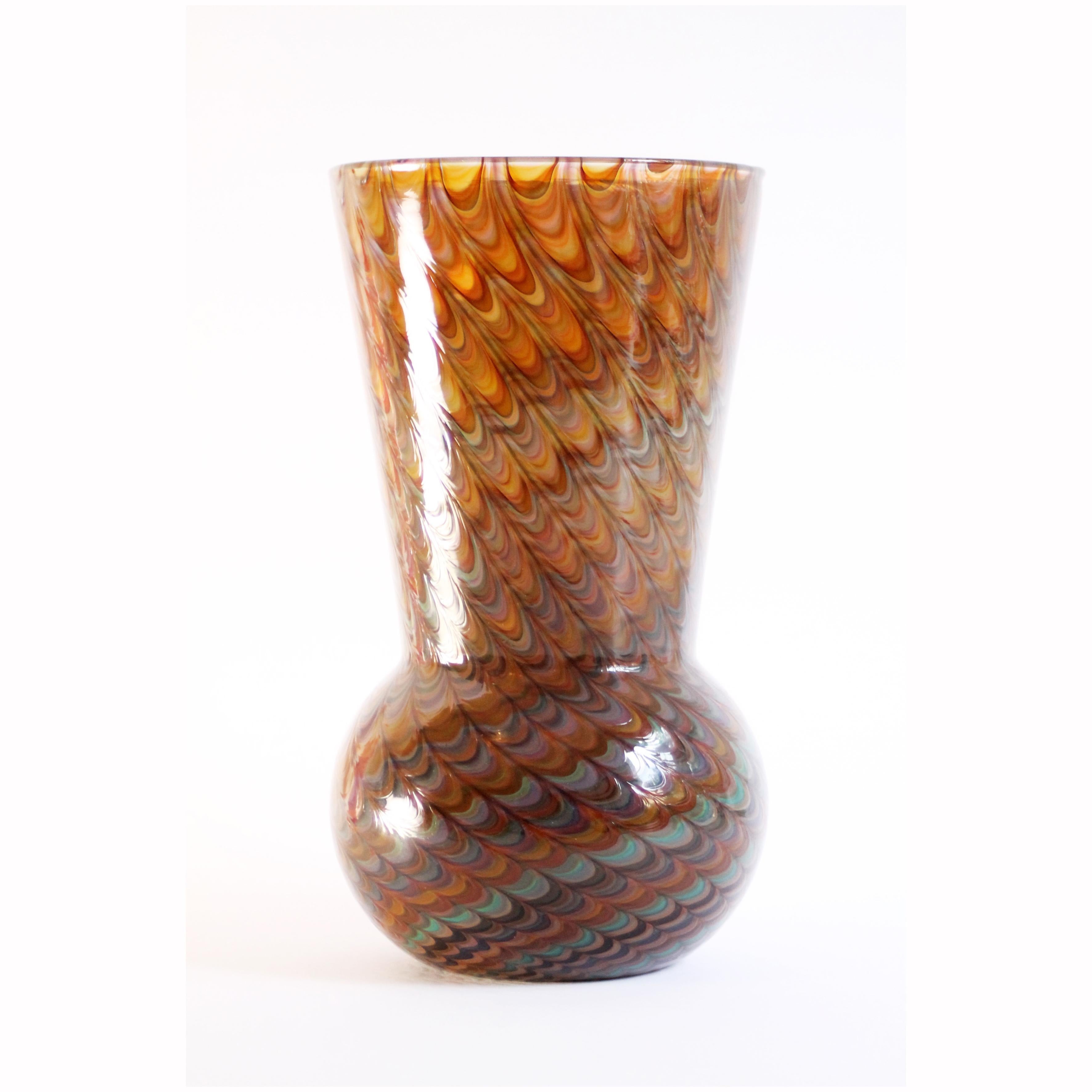 Gino CENEDESE /// Vase en verre de Murano « Paon » rare (30h x 16d cm) Étonnant, NOS ! en vente 4