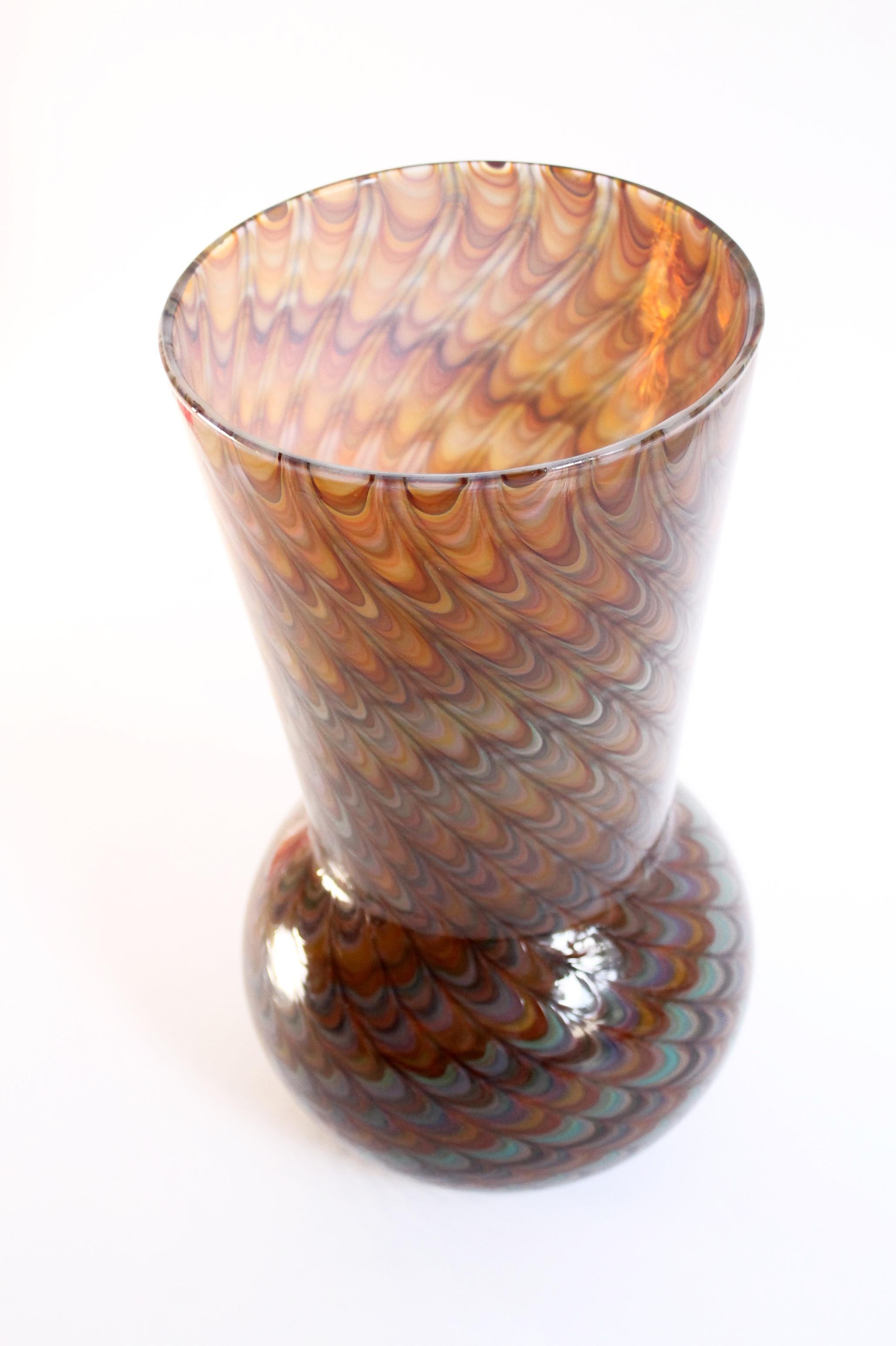 Fait main Gino CENEDESE /// Vase en verre de Murano « Paon » rare (30h x 16d cm) Étonnant, NOS ! en vente