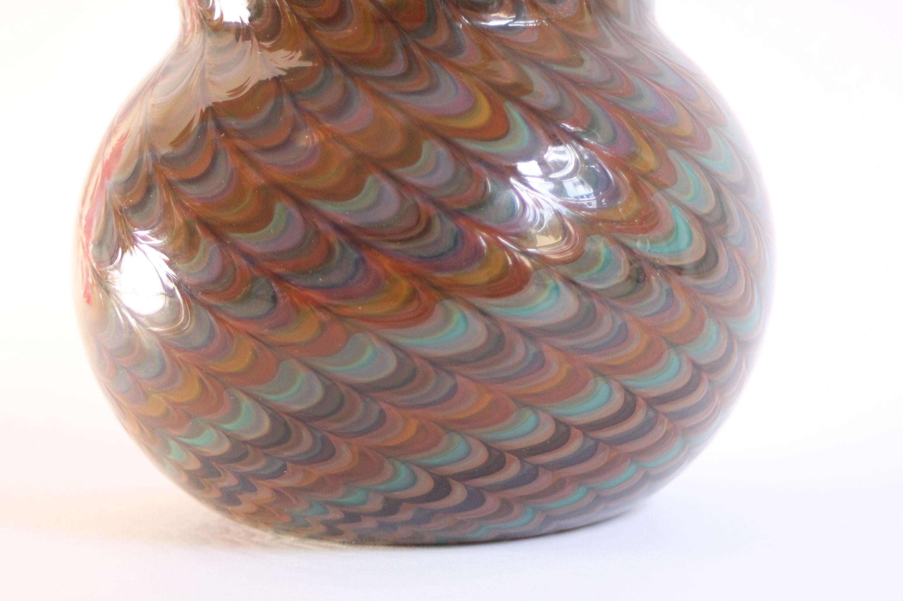 Gino CENEDESE /// Vase en verre de Murano « Paon » rare (30h x 16d cm) Étonnant, NOS ! Excellent état - En vente à Firenze, FI