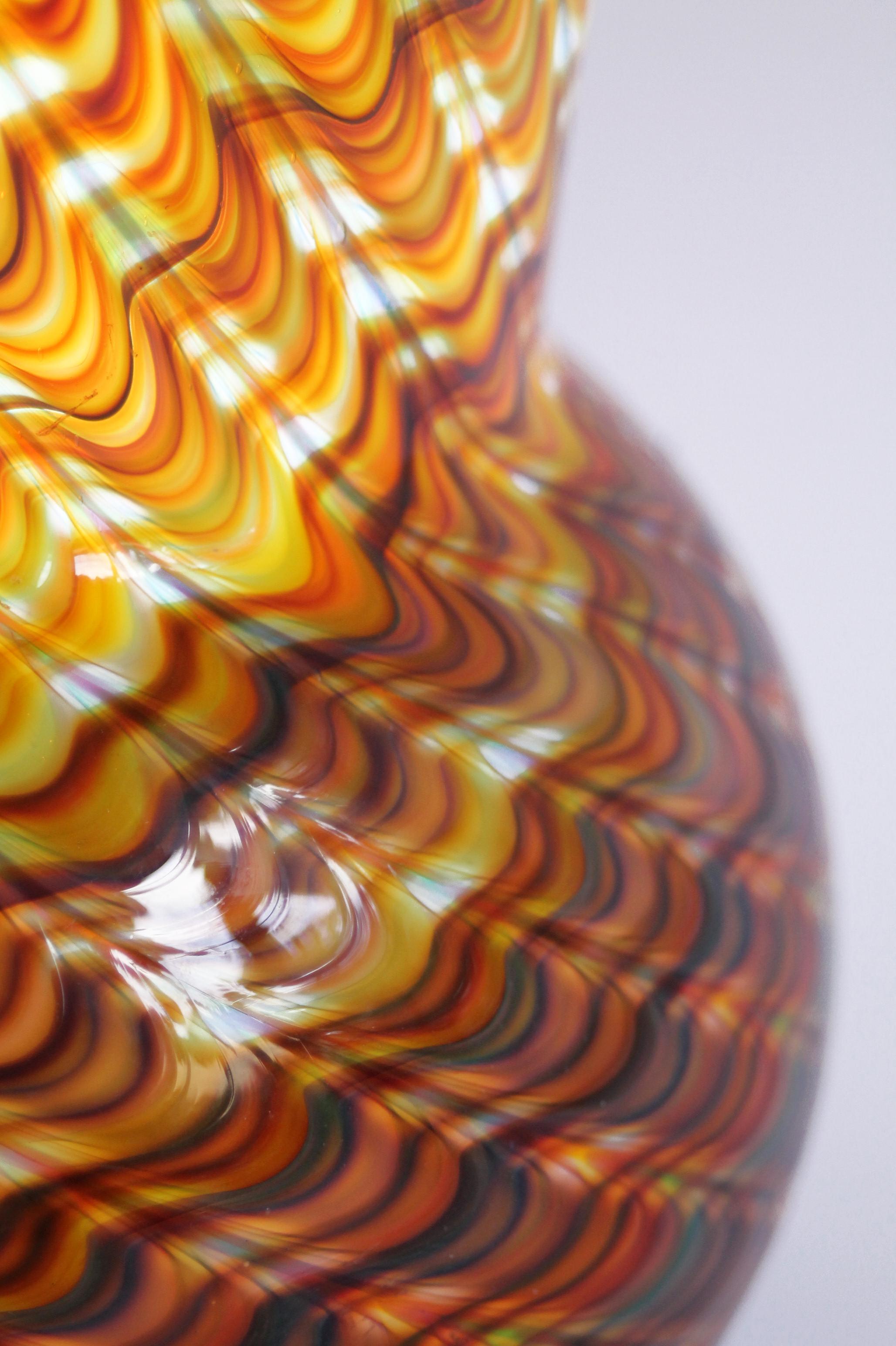 Gino CENEDESE /// Vase en verre de Murano « Paon » rare (30h x 16d cm) Étonnant, NOS ! en vente 2