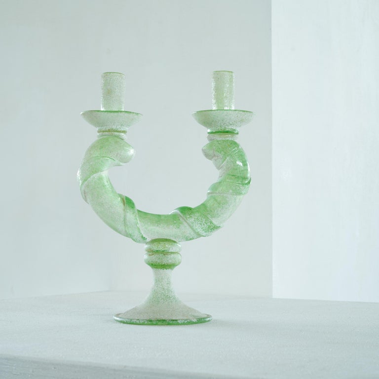 Mid-Century Modern Gino Cenedese ‘Scavo’ Murano Glass Candle Holder 1960s For Sale