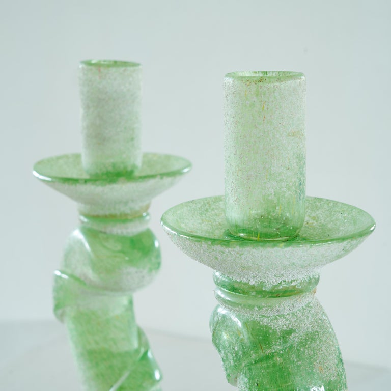 Gino Cenedese ‘Scavo’ Murano Glass Candle Holder 1960s In Good Condition For Sale In Tilburg, NL
