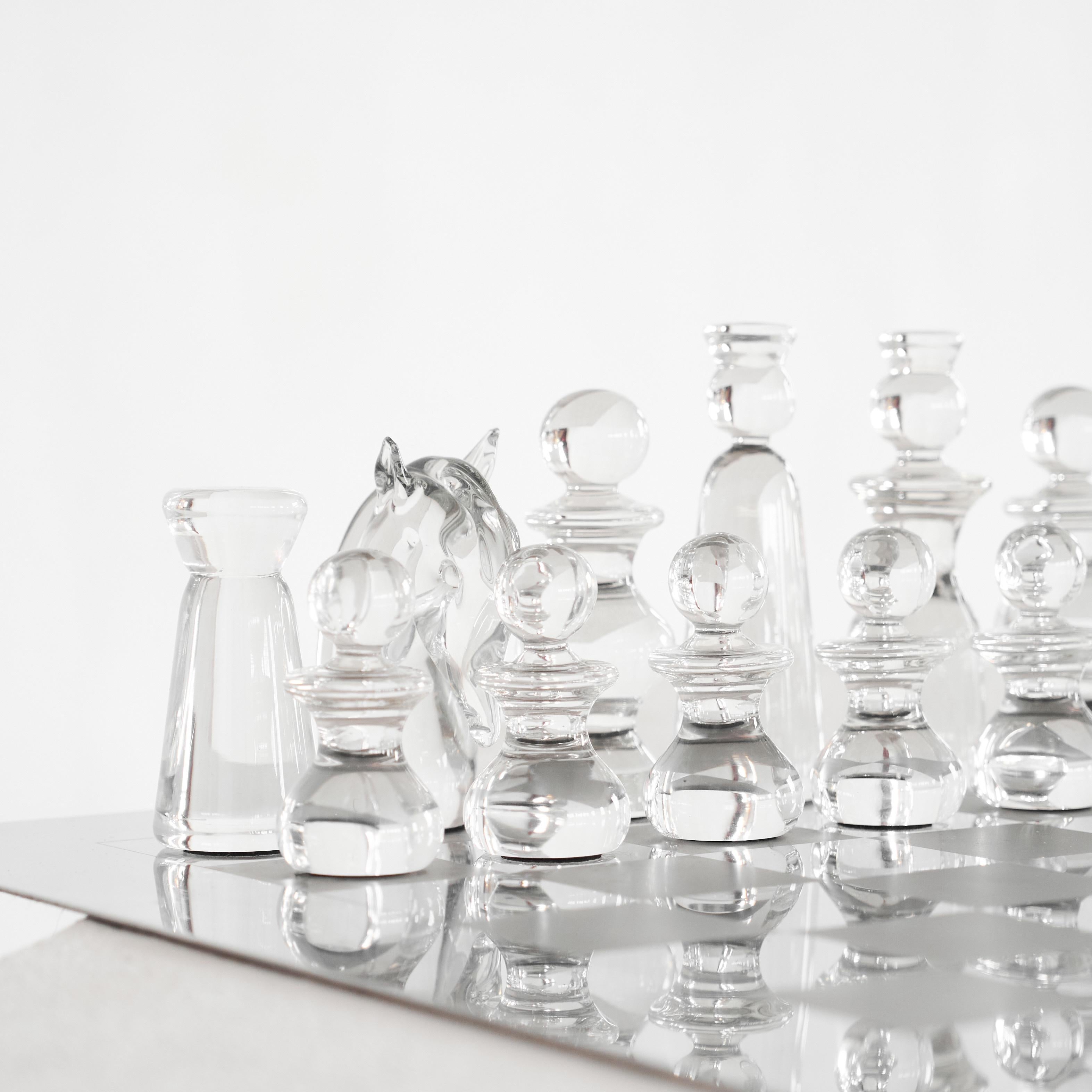 20th Century Gino Cenedese Ultra Rare Murano Glass Chess Set 1960s For Sale