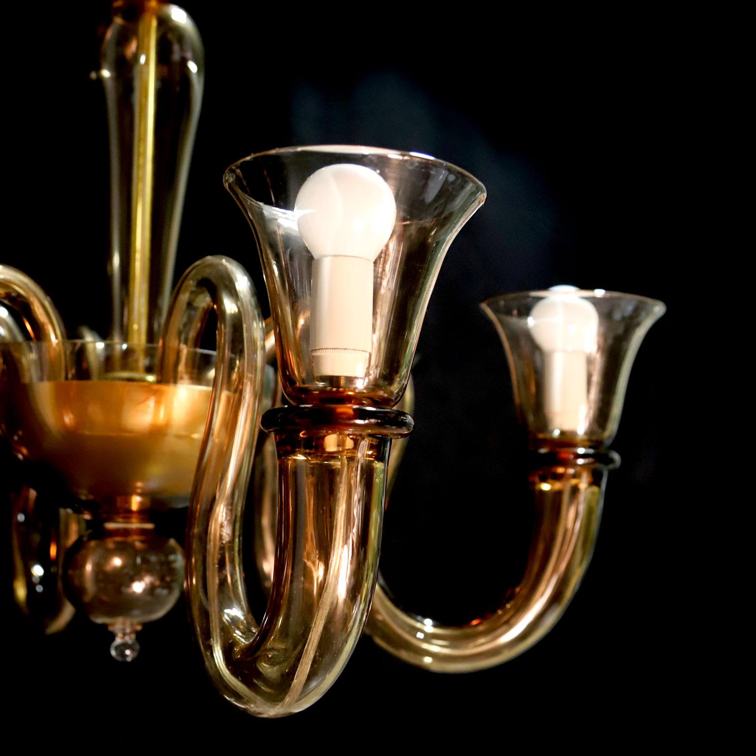 Petit vintage Gino Cenedese Murano fume` chandelier, 6 lights.