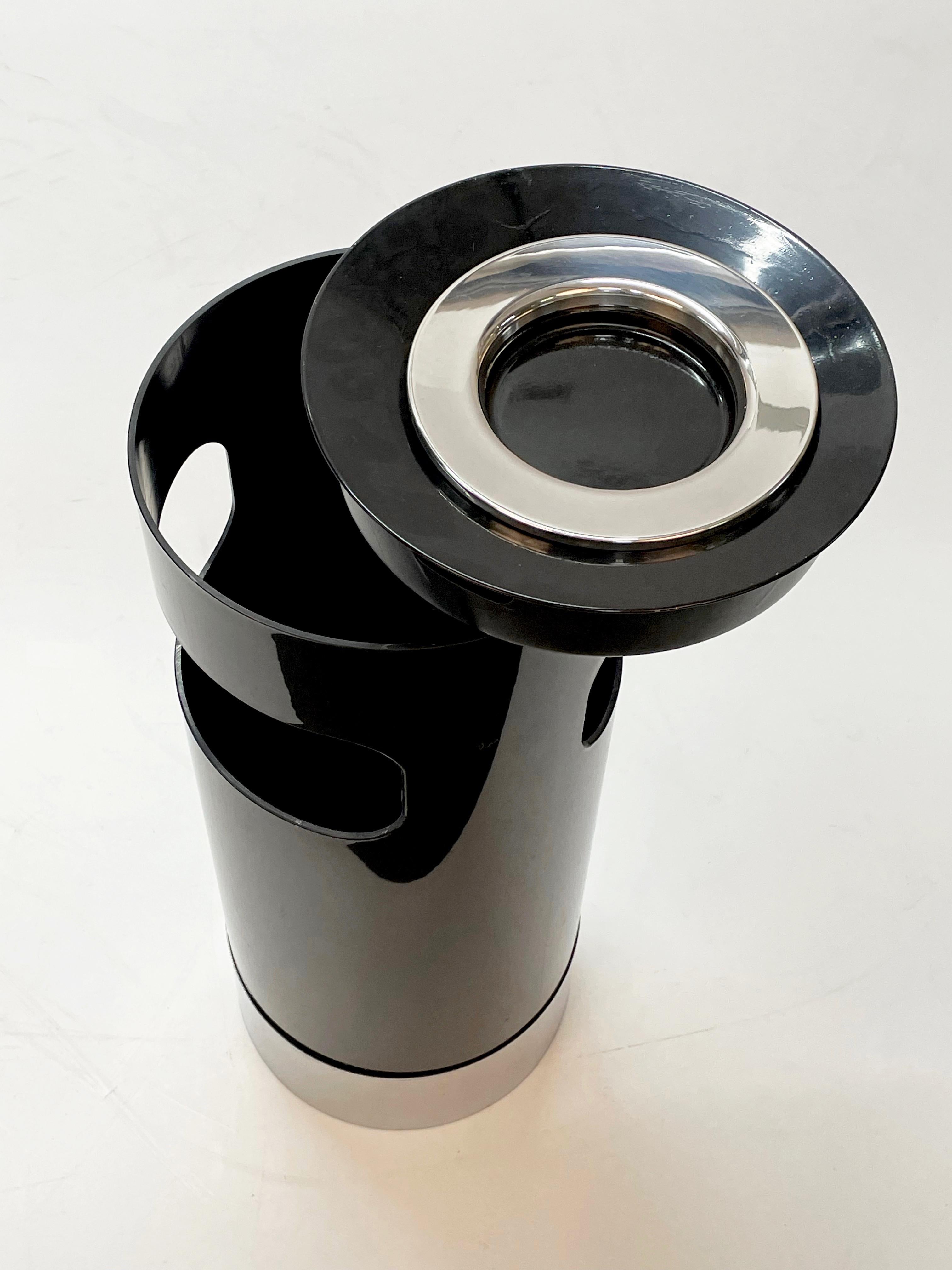 Italian Gino Colombini Midcentury Black Umbrella Stands or Ashtray for Kartell, 1970 For Sale