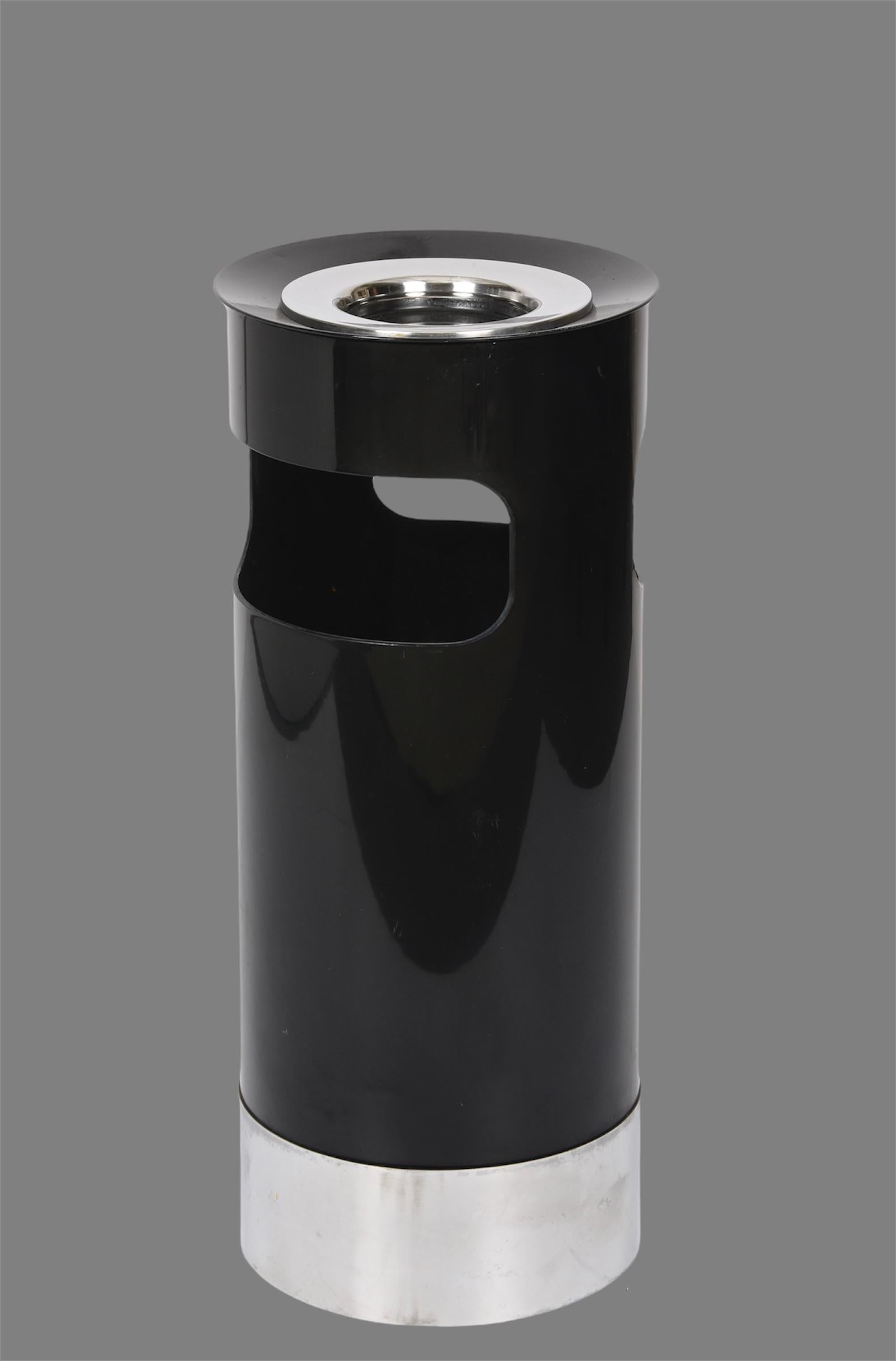 Metal Gino Colombini Midcentury Black Umbrella Stands or Ashtray for Kartell, 1970 For Sale