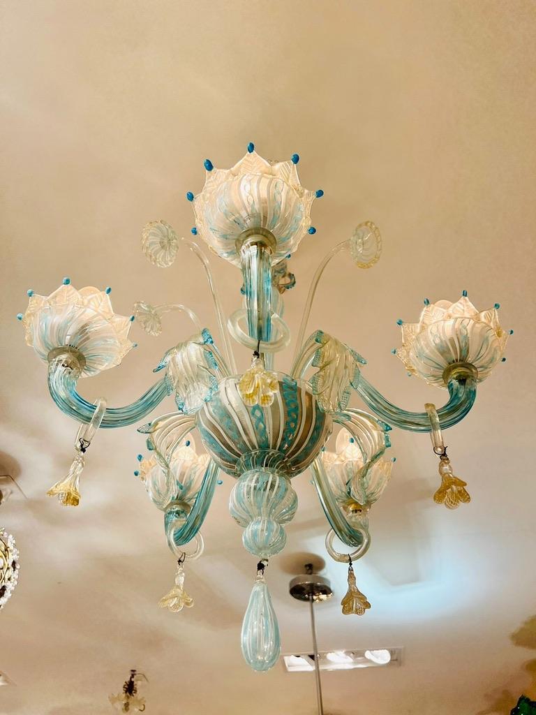 Other Gino Donna chandelier in Murano glass blue with 