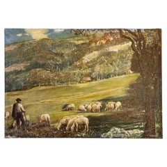 Gino Federici, Shepherd with Flock, Oil on Canvas, Signed, 20th Century