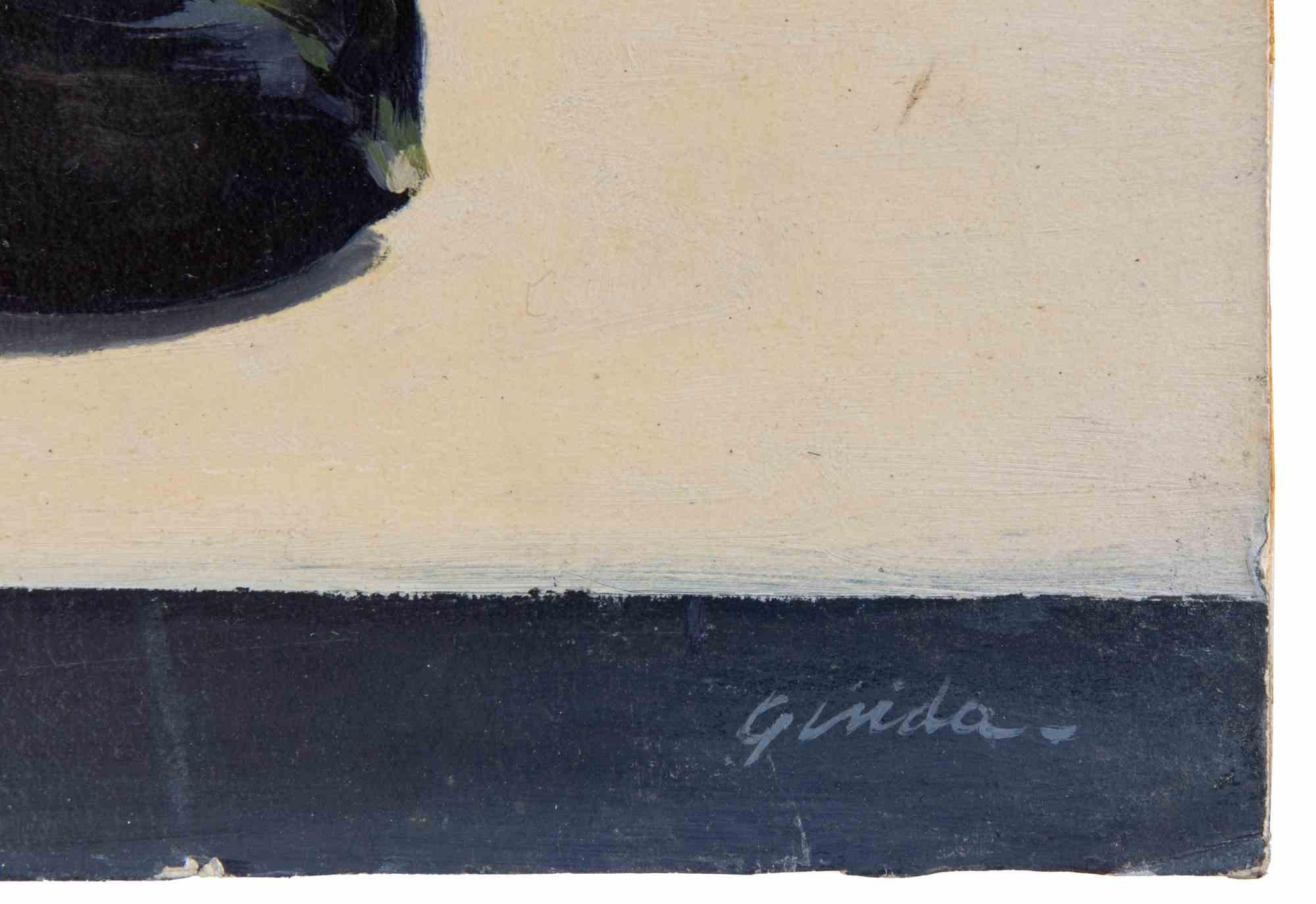 Higos, conchas y colinas - Pintura de Gino Guida - Años 80 en venta 3