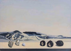 Higos, conchas y colinas - Pintura de Gino Guida - Años 80
