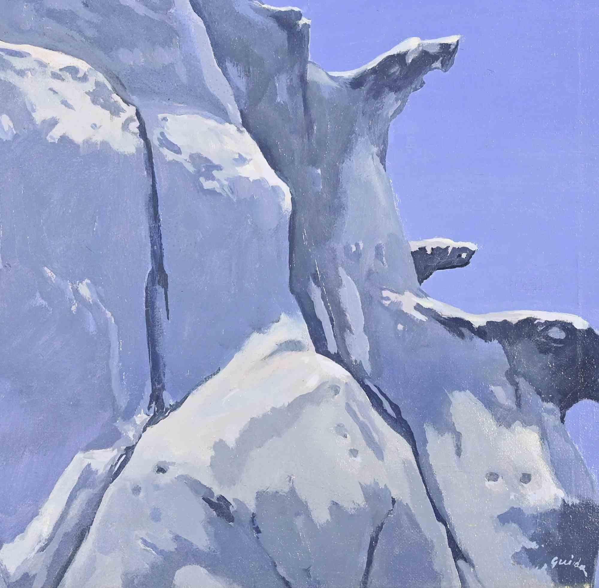 Rocks (The White Rock in Ponza) - Paint by Gino Guida - 1980s For Sale 2