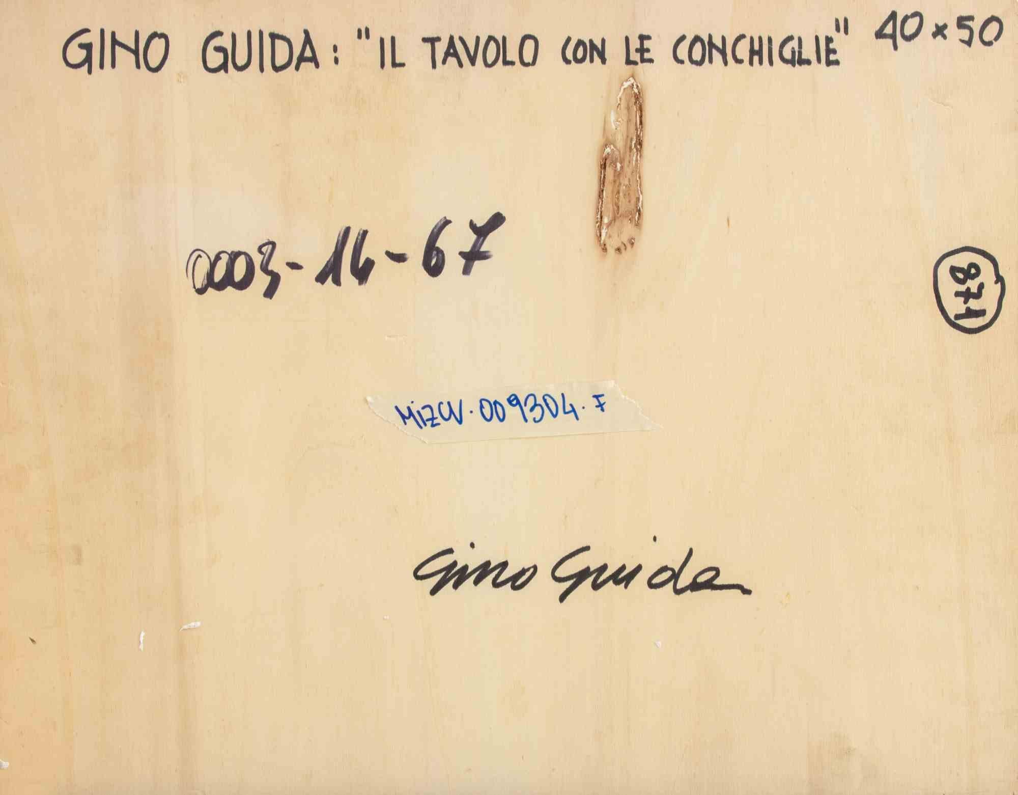 Table with Shells - Paint by Gino Guida - 1980s For Sale 1
