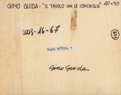 Tisch mit Muscheln - Gemälde von Gino Guida - 1980s