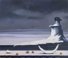 Le rocher de l'automne - Peinture de Gino Guida - années 1980