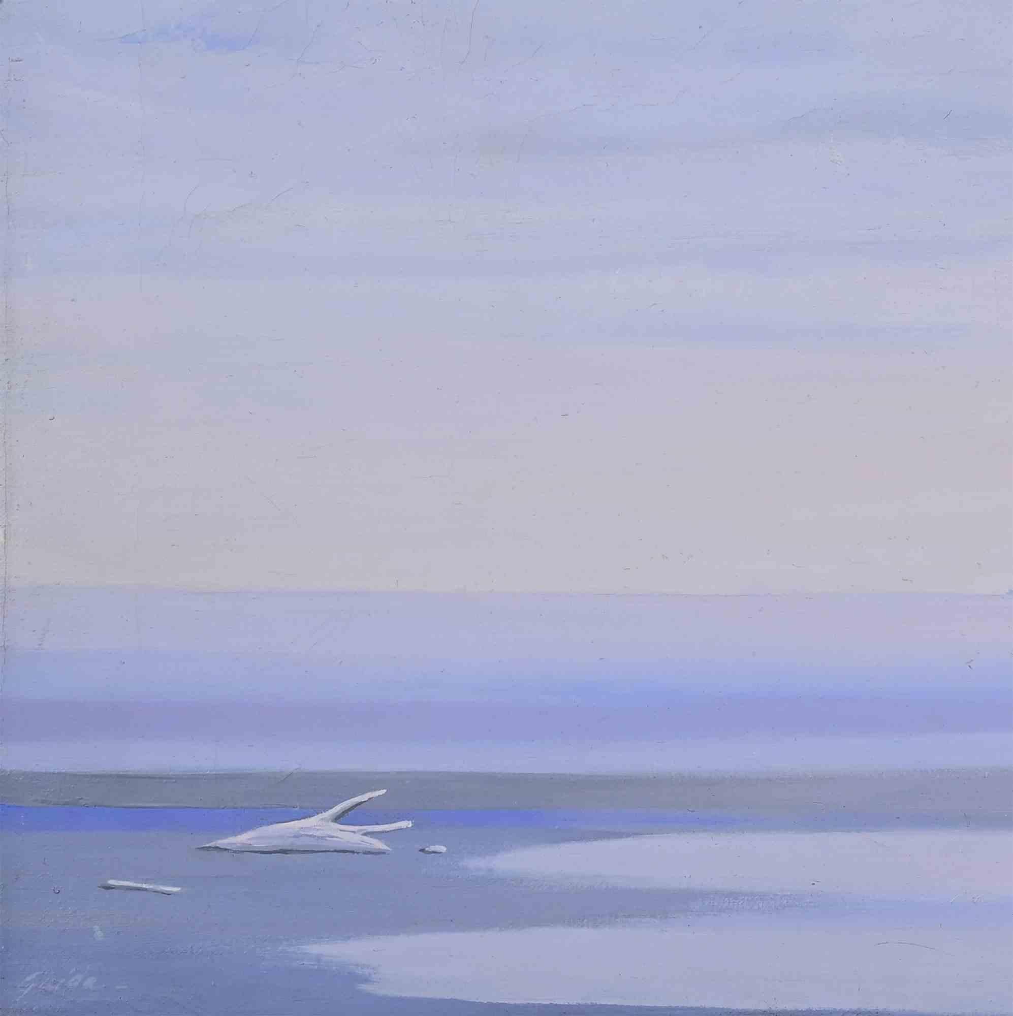 The Coast at Vespers Hour - Paint by Gino Guida - 1980s For Sale 1