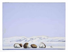 Der erste Schneefall - Gemälde von Gino Guida - 1980er Jahre