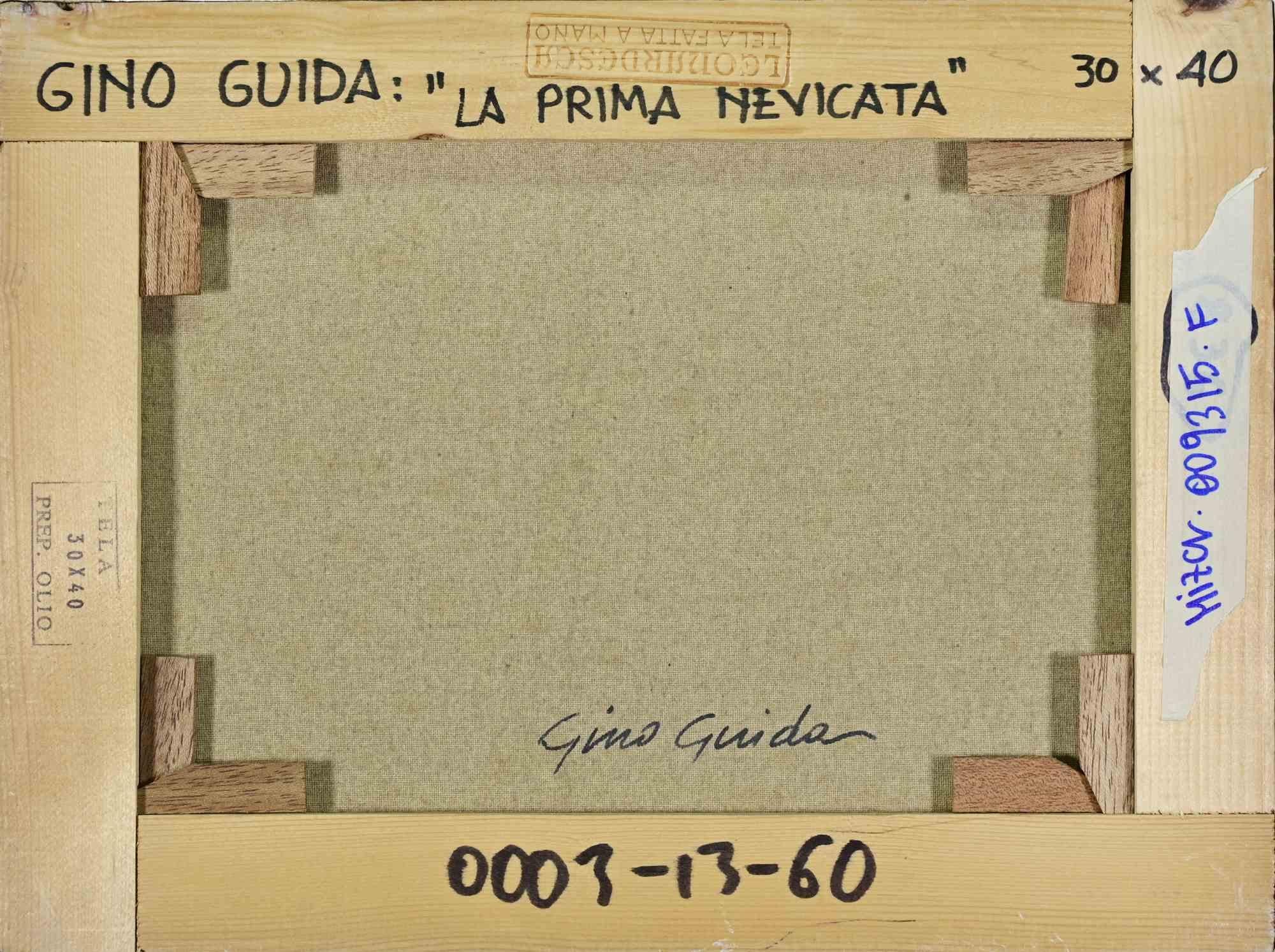 Der erste Schneefall - Gemälde von Gino Guida - 1980er Jahre im Angebot 3