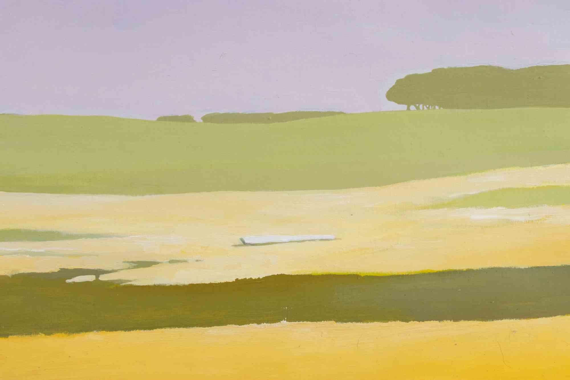 Trunk in the Meadow - Paint by Gino Guida - 1980s For Sale 3