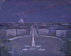 View of Piazza del Popolo (Rome) - Paint by Gino Guida - 1980s