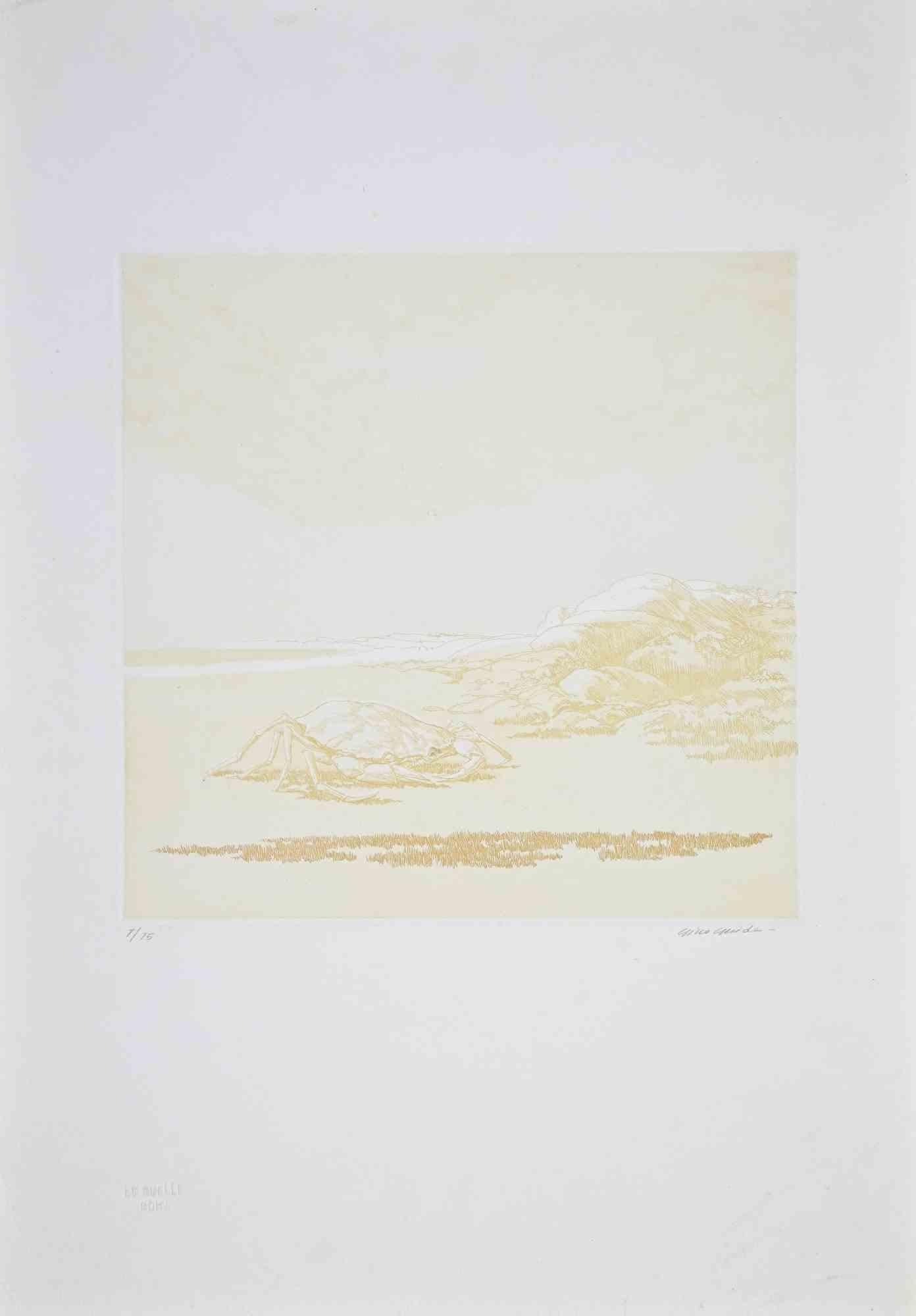 Radierung und Kaltnadelradierung von Gino Guida aus den 1980er Jahren.

Mit Bleistift handsigniert und nummeriert.

Auflage von 15.

Erstklassiger Zustand.