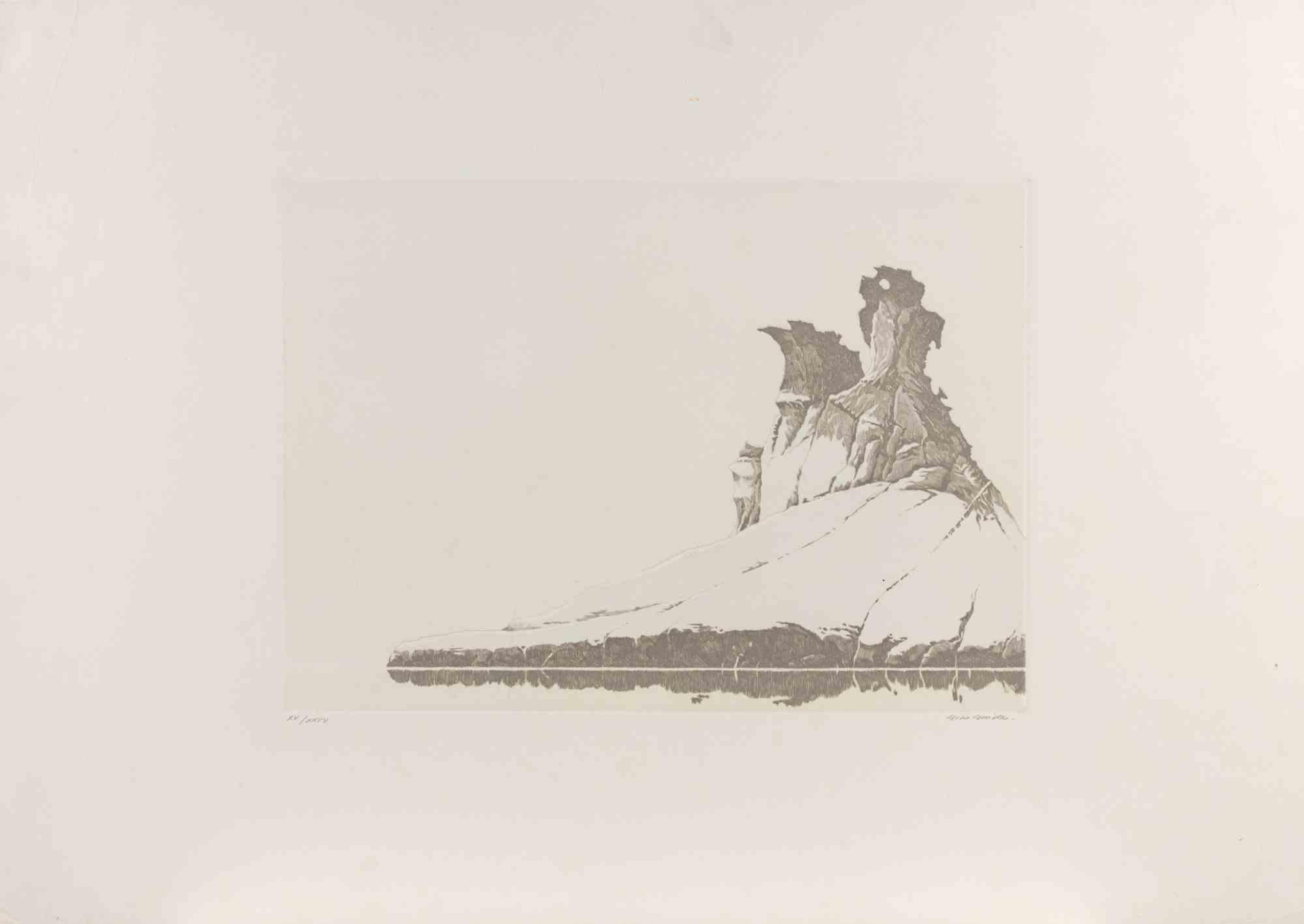 Rocky Landscape - Etching by Gino Guida - 1980s