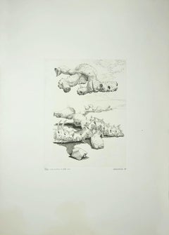 Wurzeln im Meer – Radierung von Gino Guida – 1969