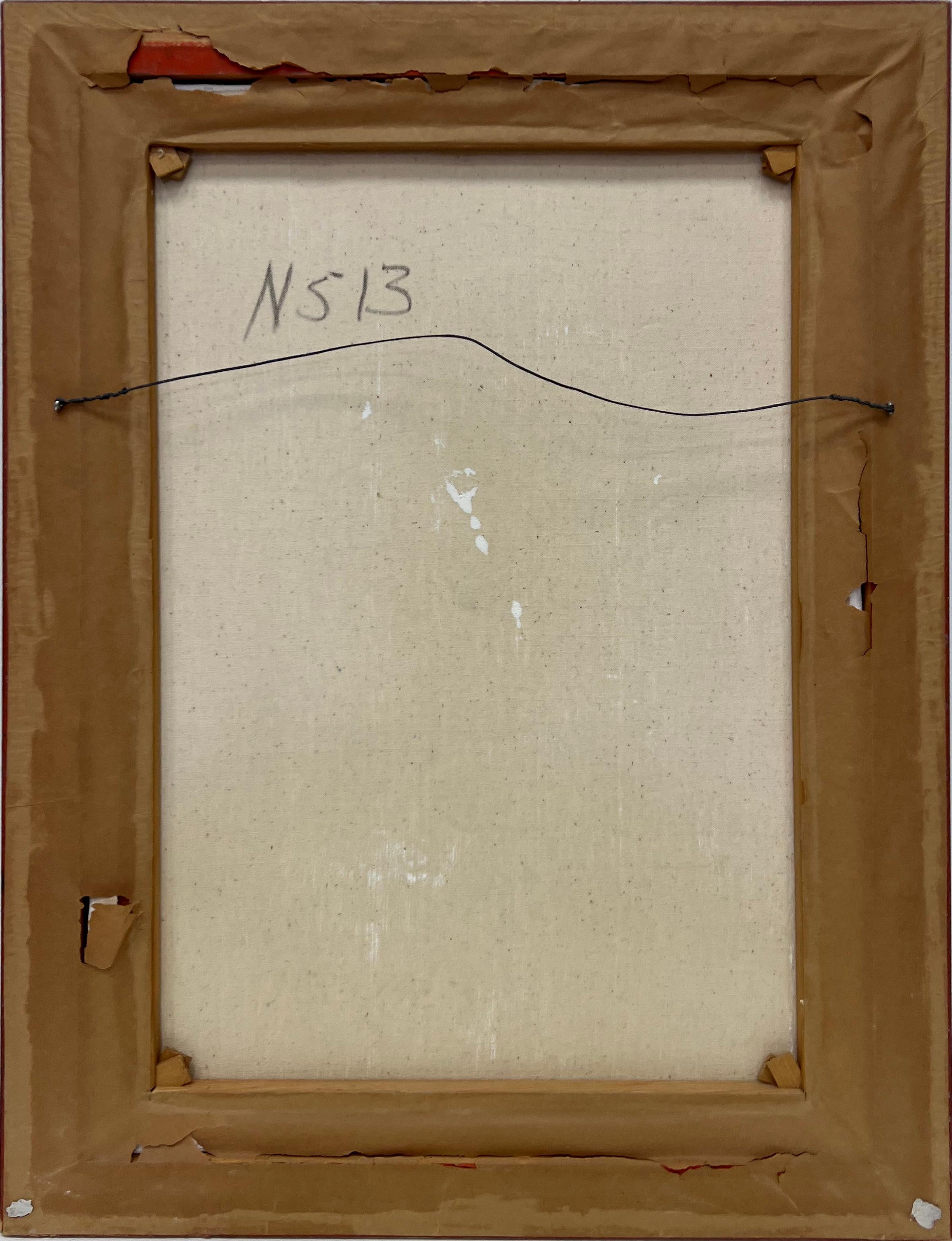 Gino Hollander 1974 Quadro astratto d'epoca con ritratto femminile in vendita 1