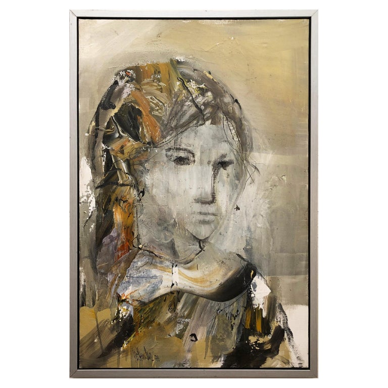 Gino Hollander Female Figure Abstract Expressionist Painting, 1978 For Sale