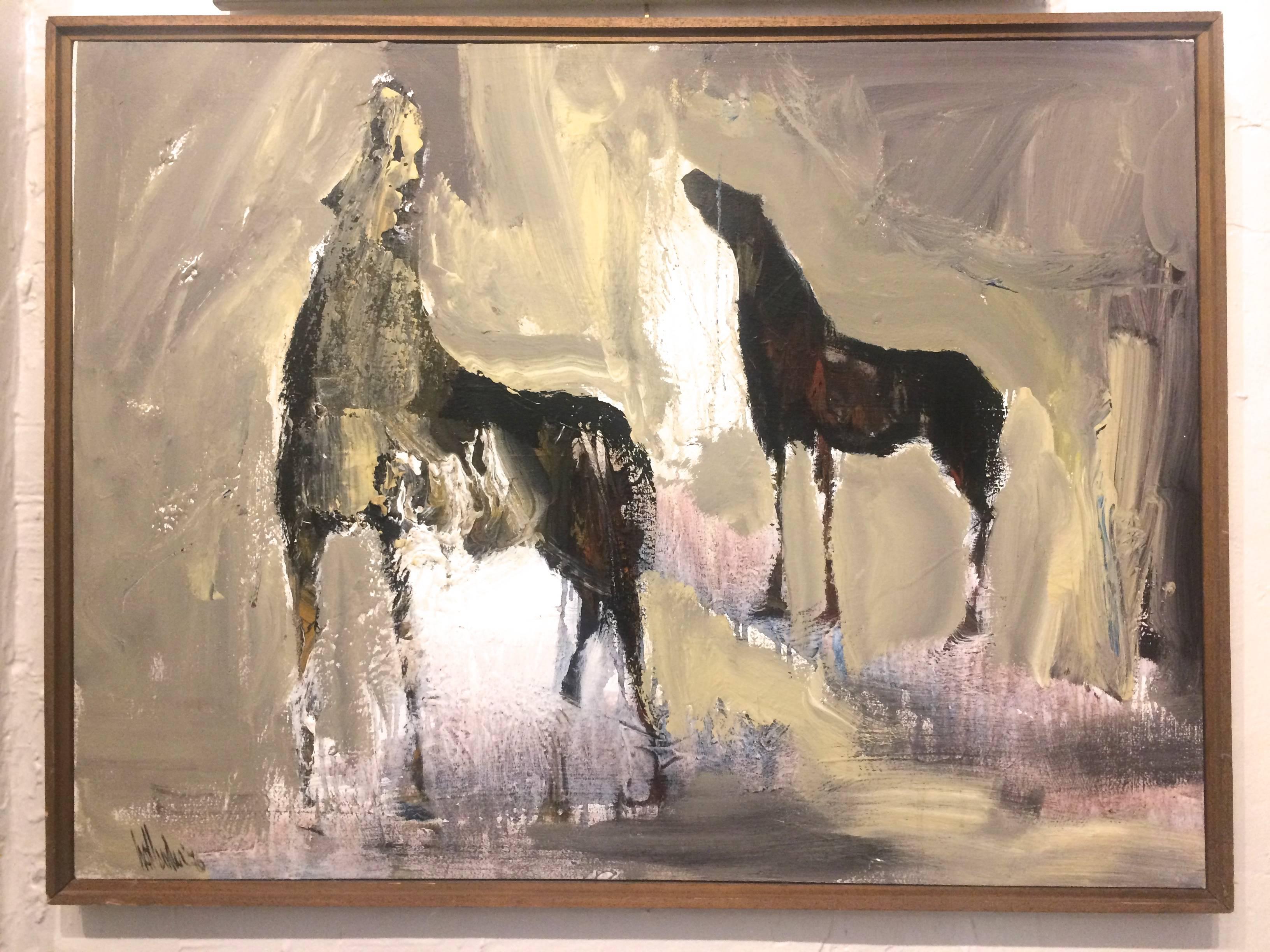 Horses Abstract Expressionist - Painting by Gino Hollander